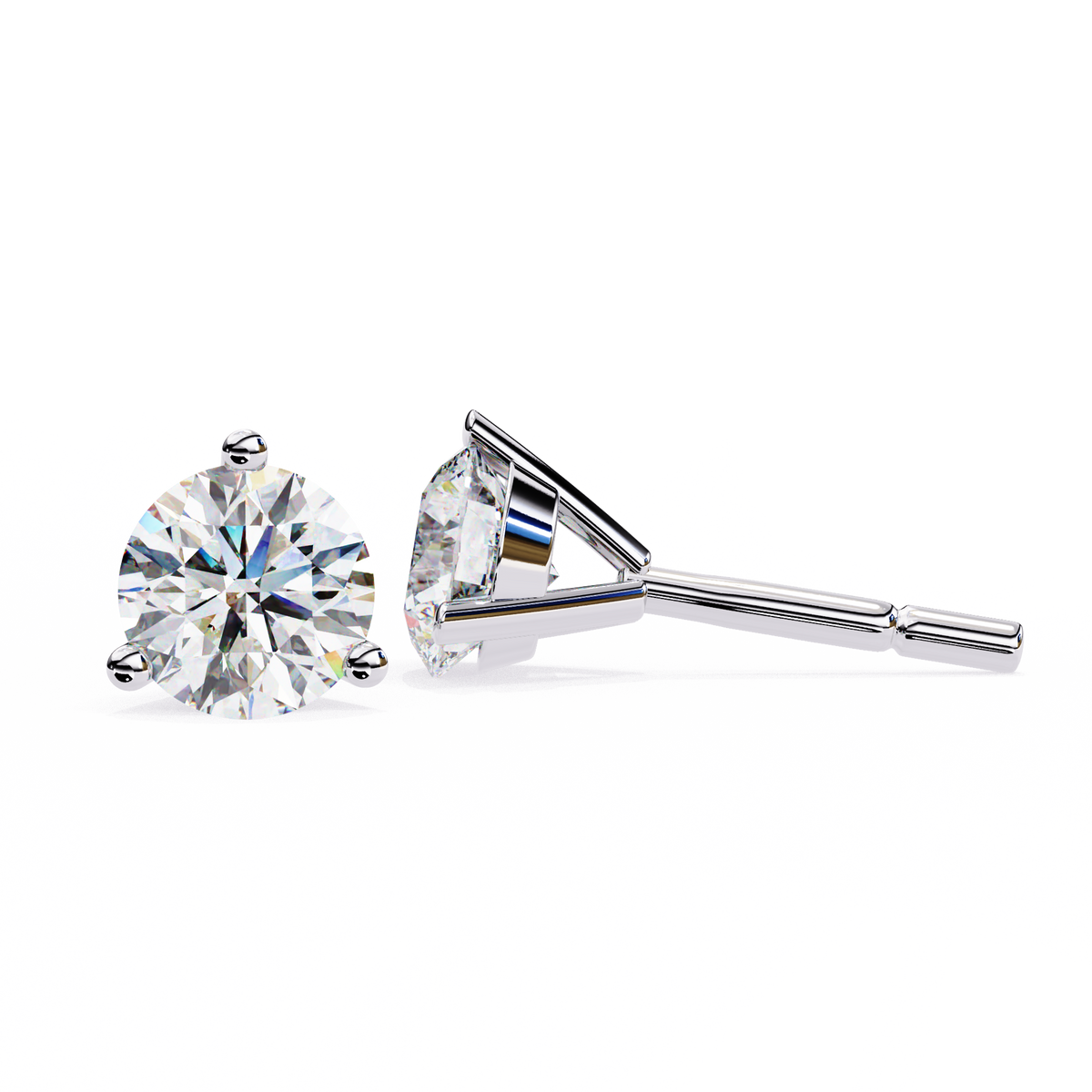 Premium Round Moissanite Diamond Stud Earrings Luxury Gift with Classic Three Prong Setting - View 7