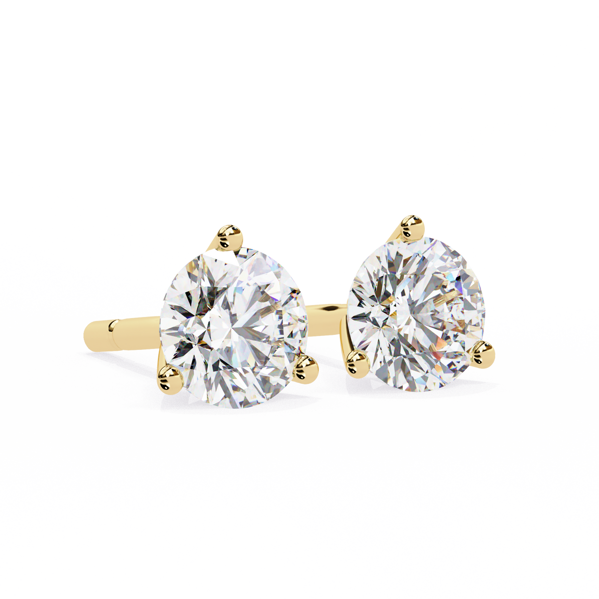 Premium Round Moissanite Diamond Stud Earrings Luxury Gift with Classic Three Prong Setting - View 2