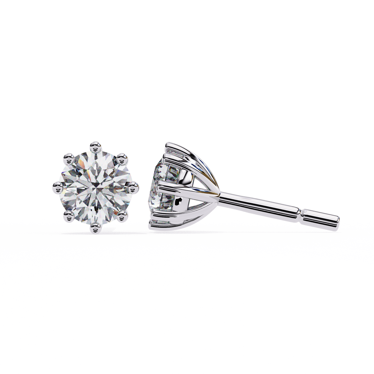 Ultimate Collection of Luxury Round Cut Moissanite Created Diamond Six Prong Solitaire Elegance Earring - View 3