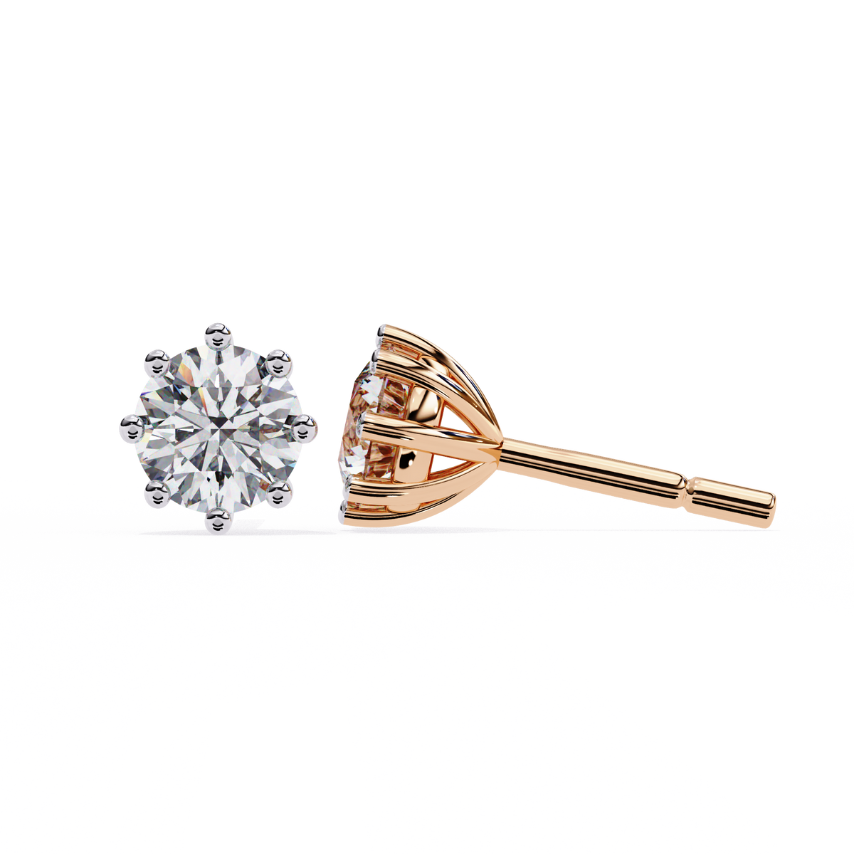 Ultimate Collection of Luxury Round Cut Moissanite Created Diamond Six Prong Solitaire Elegance Earring - View 4