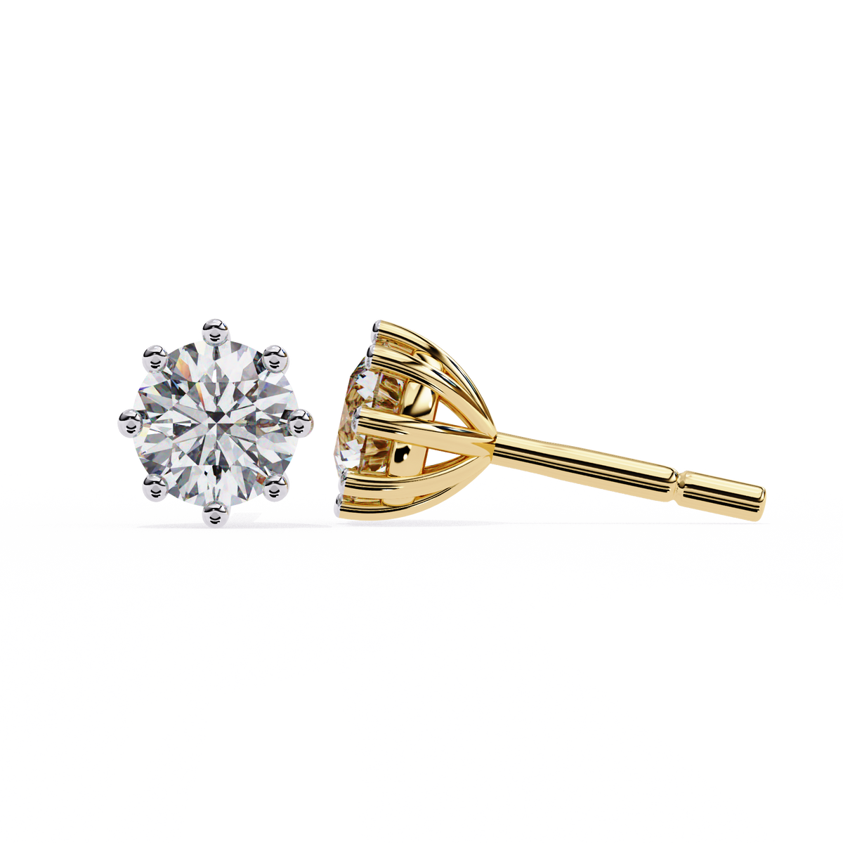 Ultimate Collection of Luxury Round Cut Moissanite Created Diamond Six Prong Solitaire Elegance Earring - View 2