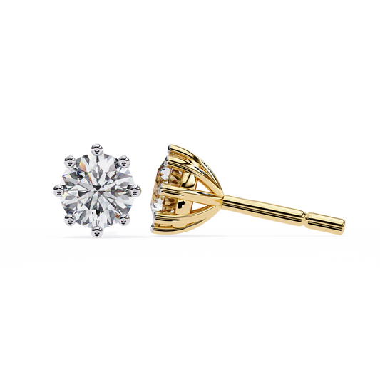 Ultimate Collection of Luxury Round Cut Moissanite Created Diamond Six Prong Solitaire Elegance Earring - View 2