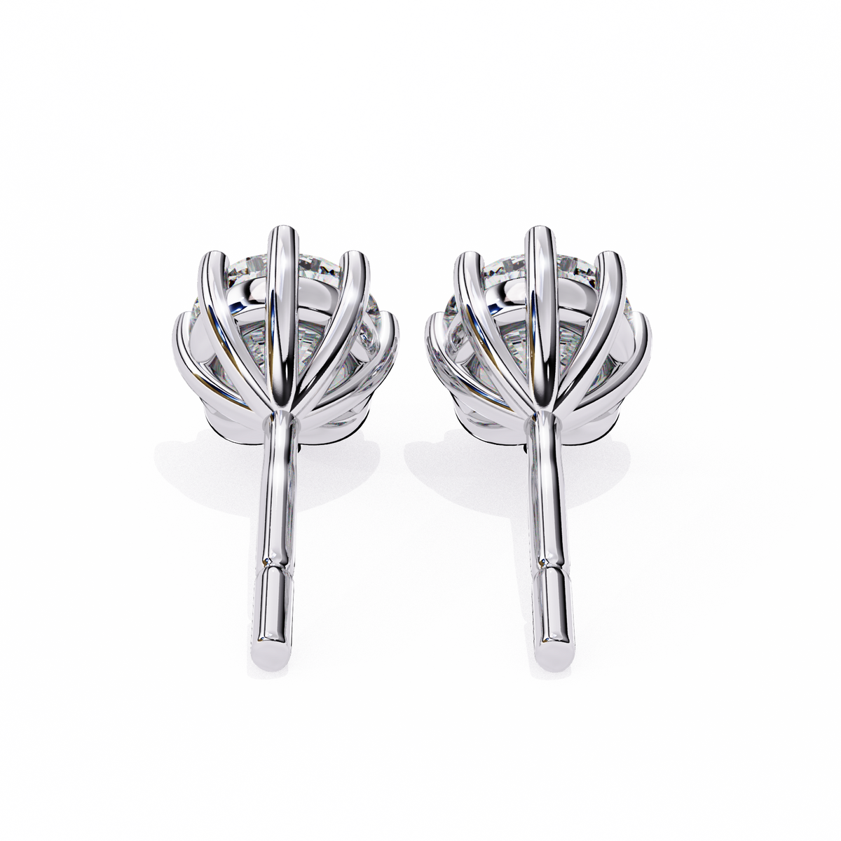 Ultimate Collection of Luxury Round Cut Moissanite Created Diamond Six Prong Solitaire Elegance Earring - View 7