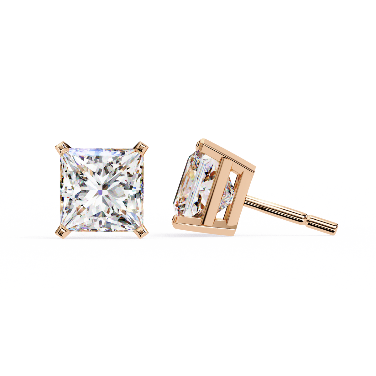 Discover the Beauty of Moissanite Princess Diamond Earrings For Everyday - View 3