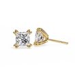 Premium Moissanite Created Princess Cut Diamond Earrings in Classic Gold Prong Mounts - View 2