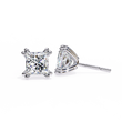 Premium Moissanite Created Princess Cut Diamond Earrings in Classic Gold Prong Mounts - View 4