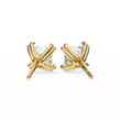 Premium Moissanite Created Princess Cut Diamond Earrings in Classic Gold Prong Mounts - View 8