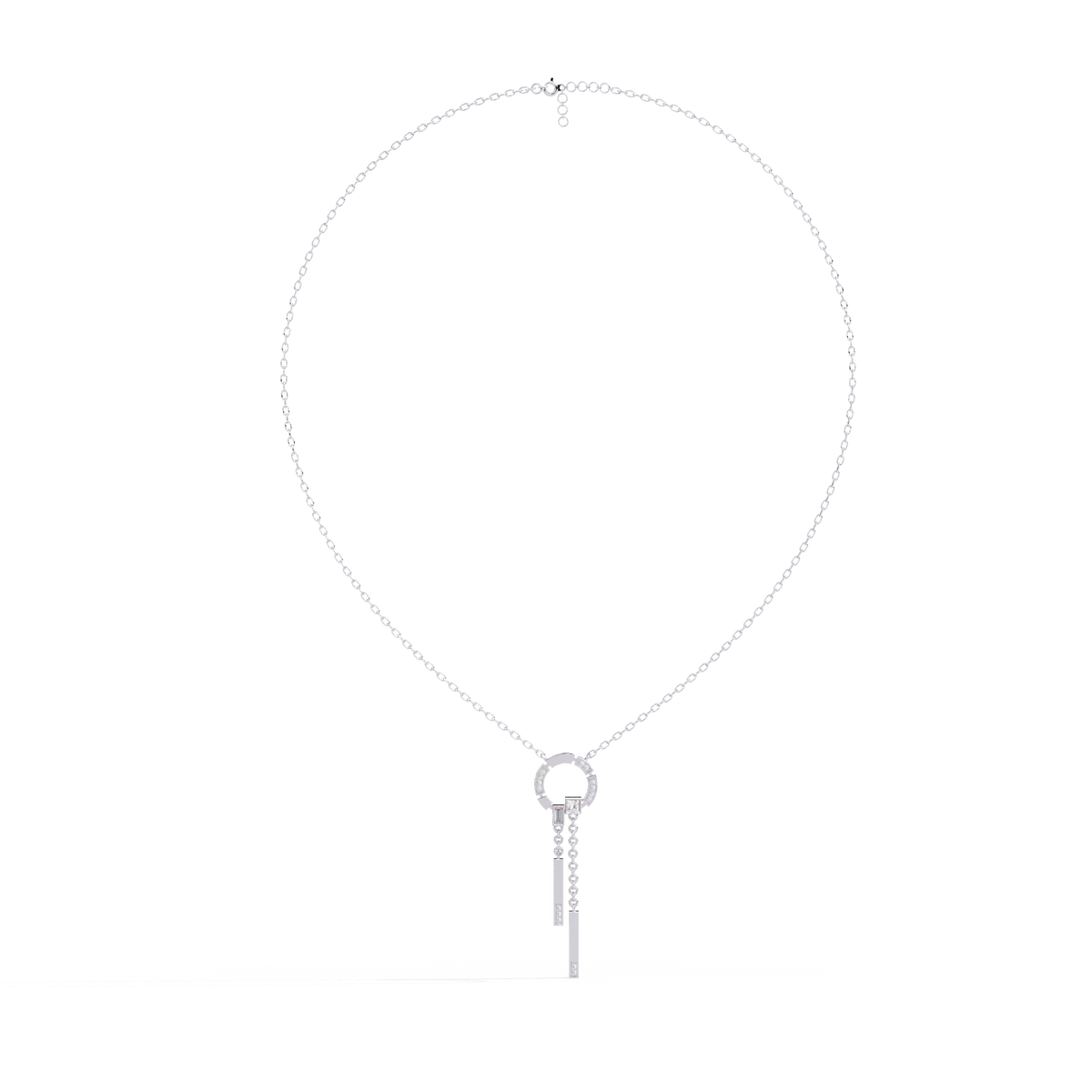 Moissanite Diamond Circle Drop Bar Pendant Necklace - View 4