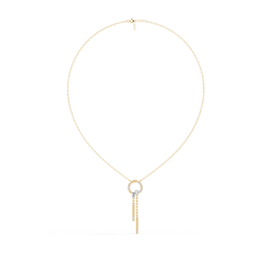 Moissanite Diamond Circle Drop Bar Pendant Necklace - View 2