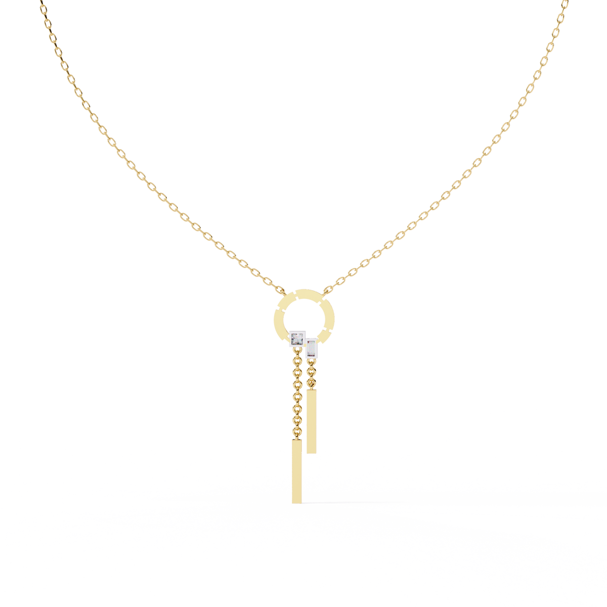 Moissanite Diamond Circle Drop Bar Pendant Necklace - View 8