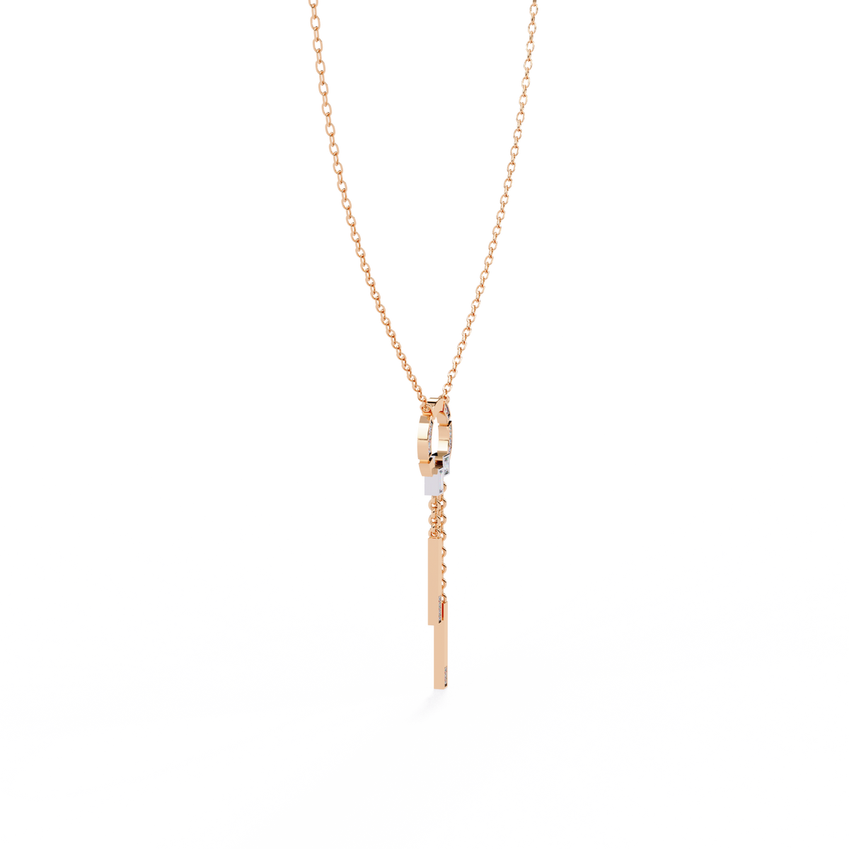 Moissanite Diamond Circle Drop Bar Pendant Necklace - View 6