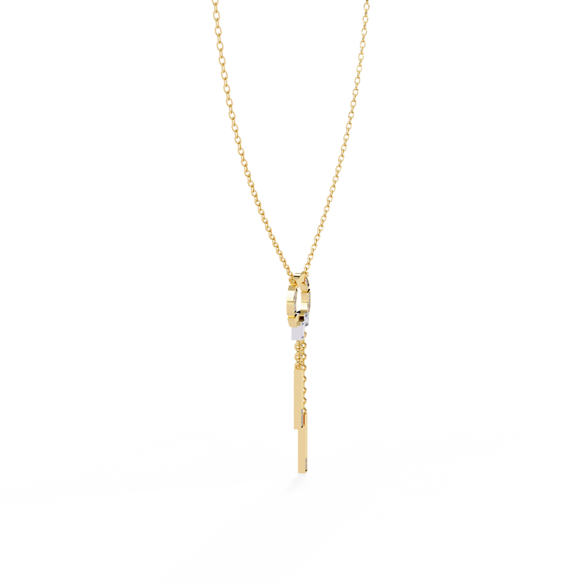 Moissanite Diamond Circle Drop Bar Pendant Necklace - View 5