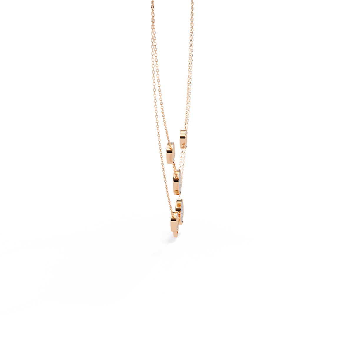 Double Layer Pave Circle Moissanite Diamond Station Necklace - View 6