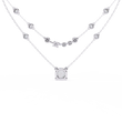 Double Layer Necklace with Round Moissanite Solitaire - View 10