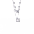Double Layer Necklace with Round Moissanite Solitaire - View 7