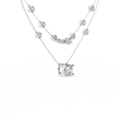 Double Layer Necklace with Round Moissanite Solitaire - View 4