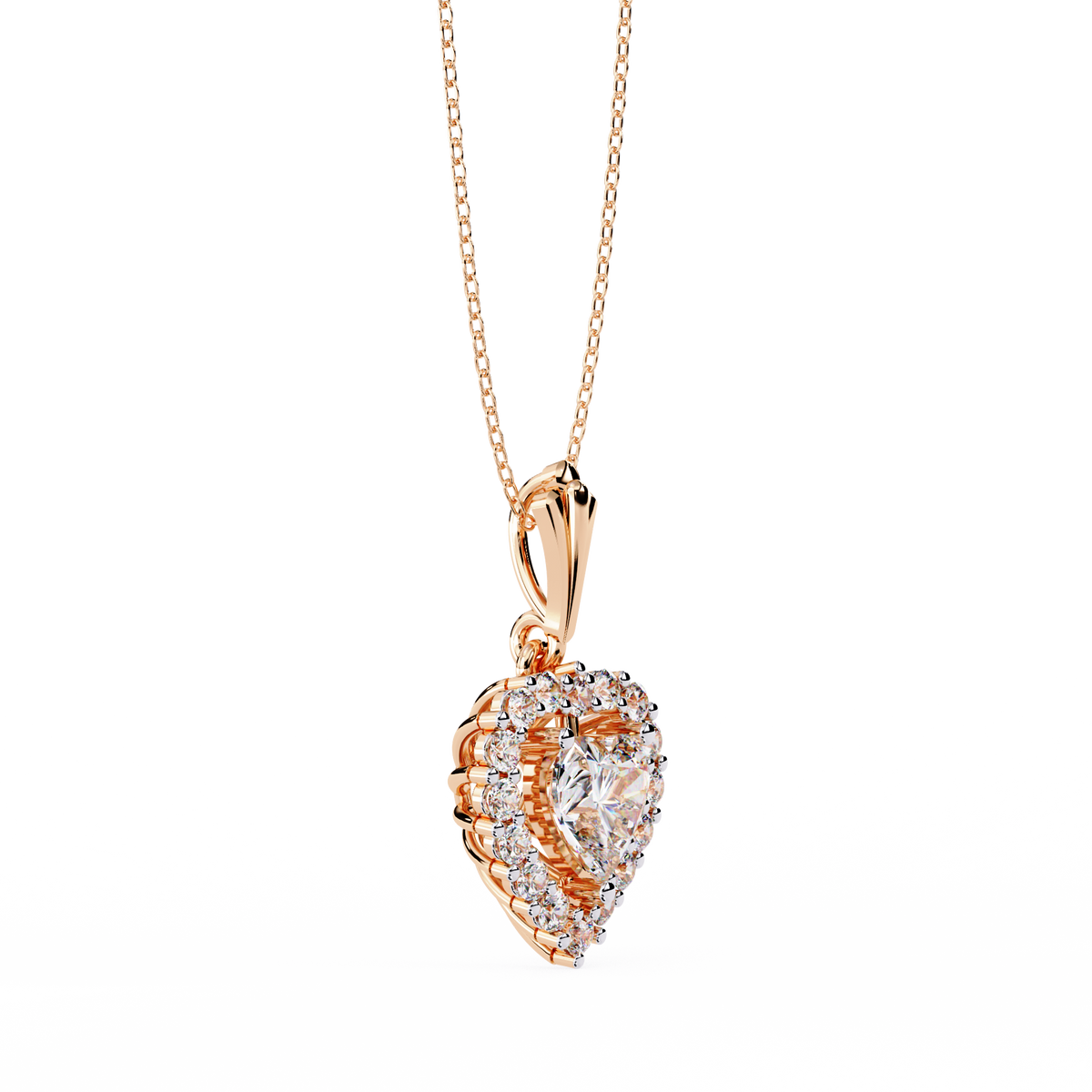 Heart Shape Lab Grown Diamond Halo Pendant Necklace - View 9