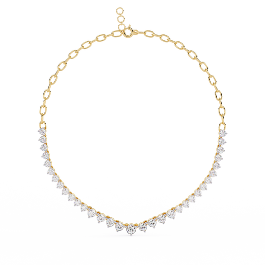 Graduated Round Moissanite Diamond V Necklace - View 2