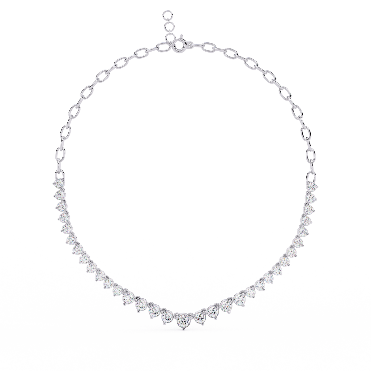 Graduated Round Moissanite Diamond V Necklace - View 4