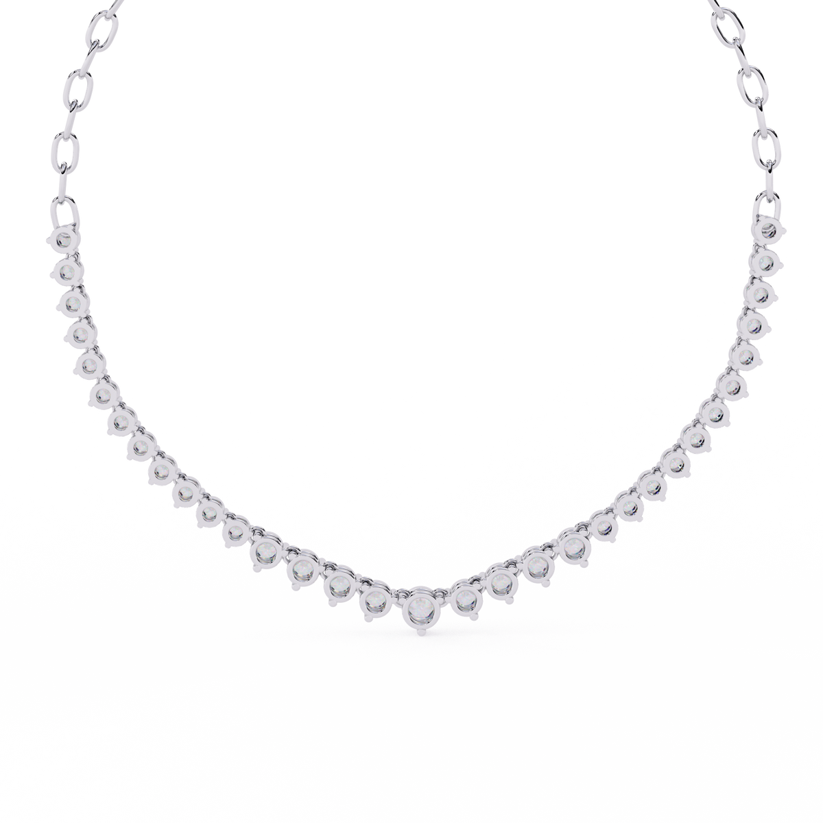 Graduated Round Moissanite Diamond V Necklace - View 10