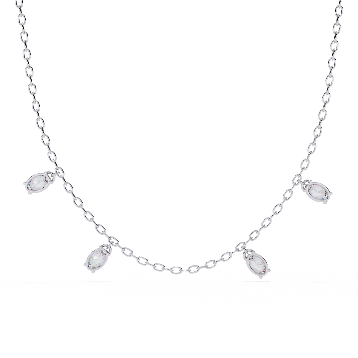 Oval Moissanite Diamond Dangle Chain Necklace - View 10