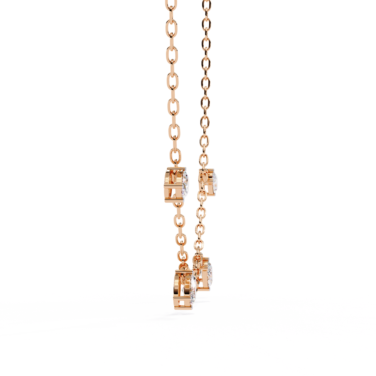 Oval Moissanite Diamond Dangle Chain Necklace - View 6