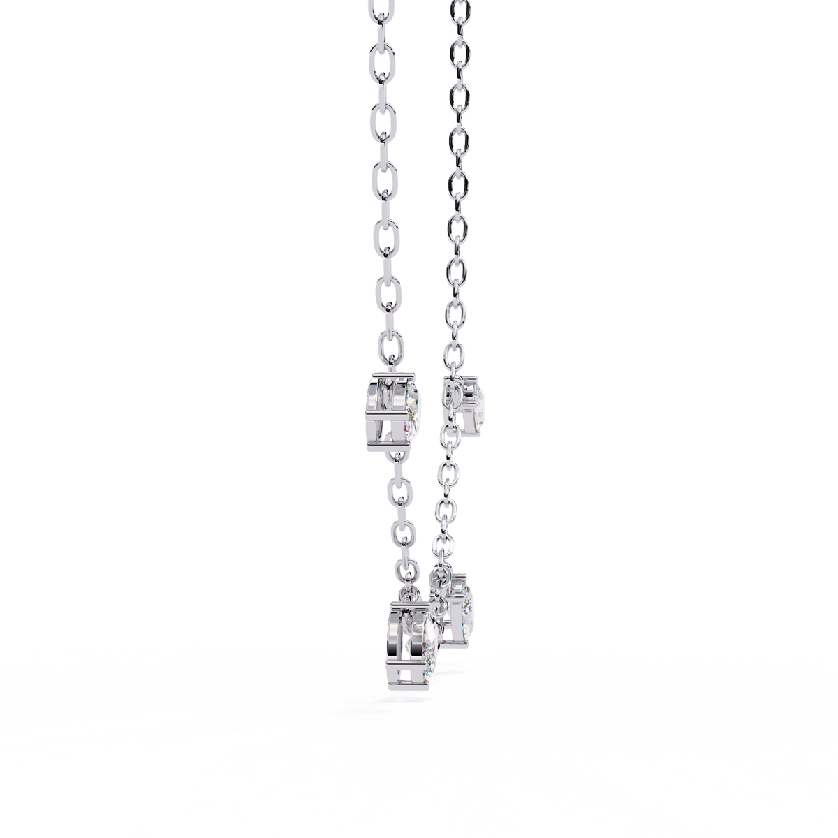 Oval Moissanite Diamond Dangle Chain Necklace - View 7