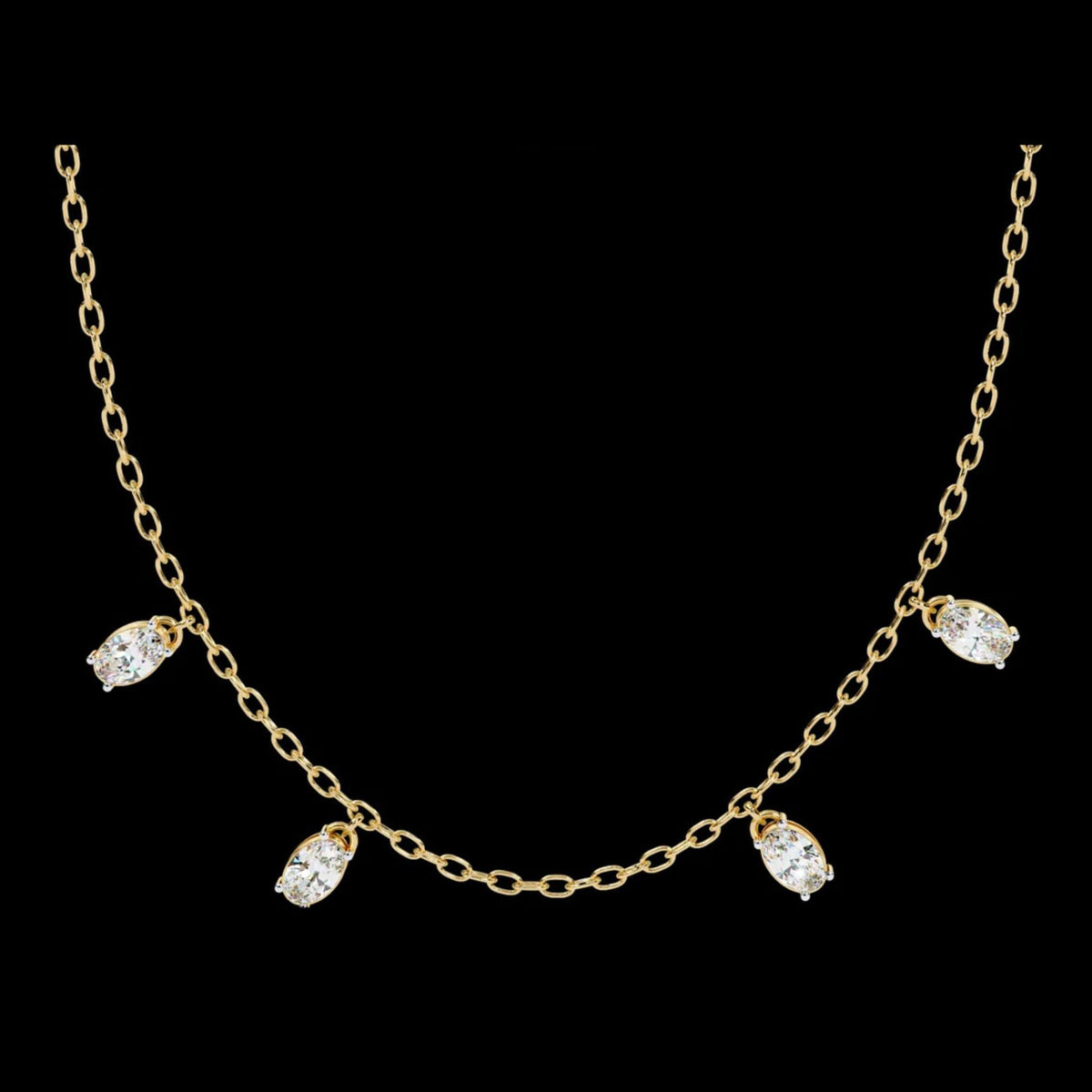 Oval Moissanite Diamond Dangle Chain Necklace