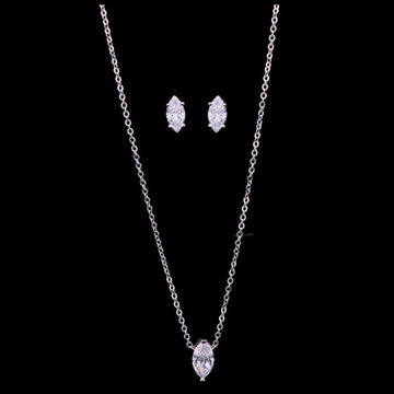 Marquise Cut Lab Grown Diamond Pendant Necklace with Stud Earrings Set