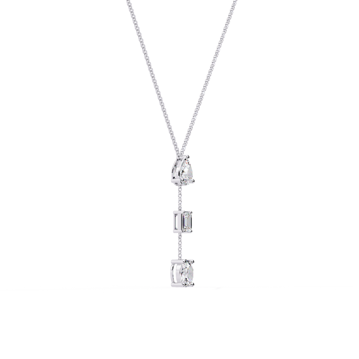 Three Mix Shape Moissanite Diamond Drop Pendant Necklace - View 4