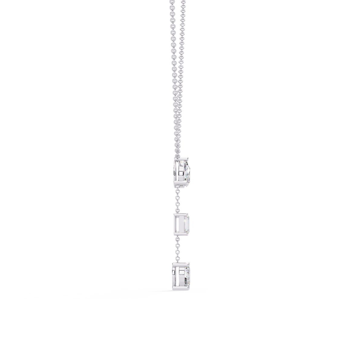 Three Mix Shape Moissanite Diamond Drop Pendant Necklace - View 7