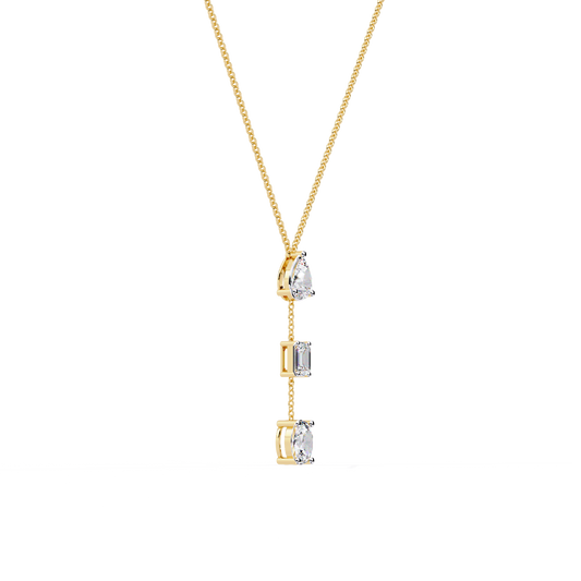 Three Mix Shape Moissanite Diamond Drop Pendant Necklace - View 2