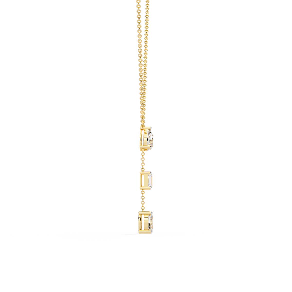Three Mix Shape Moissanite Diamond Drop Pendant Necklace - View 5
