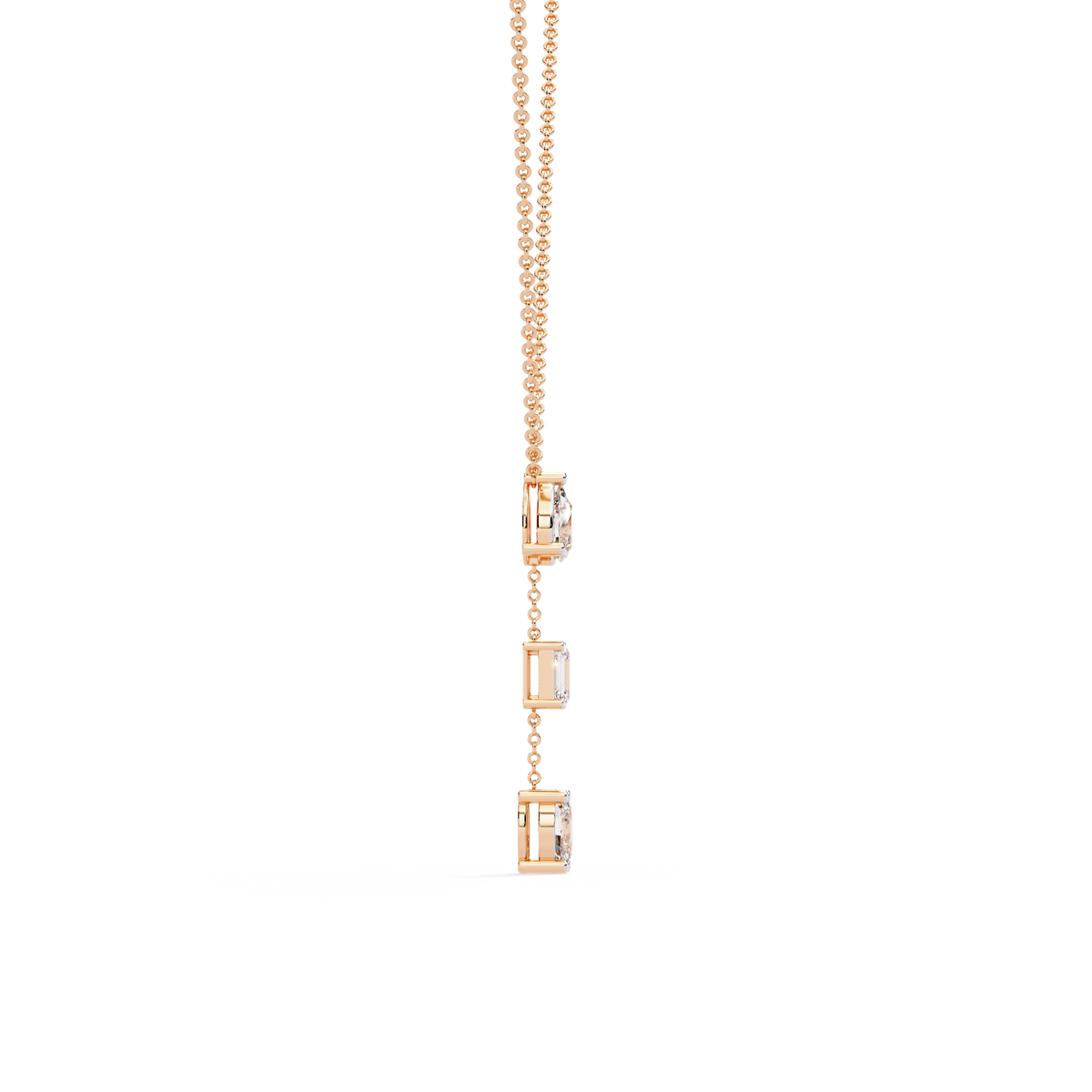 Three Mix Shape Moissanite Diamond Drop Pendant Necklace - View 6