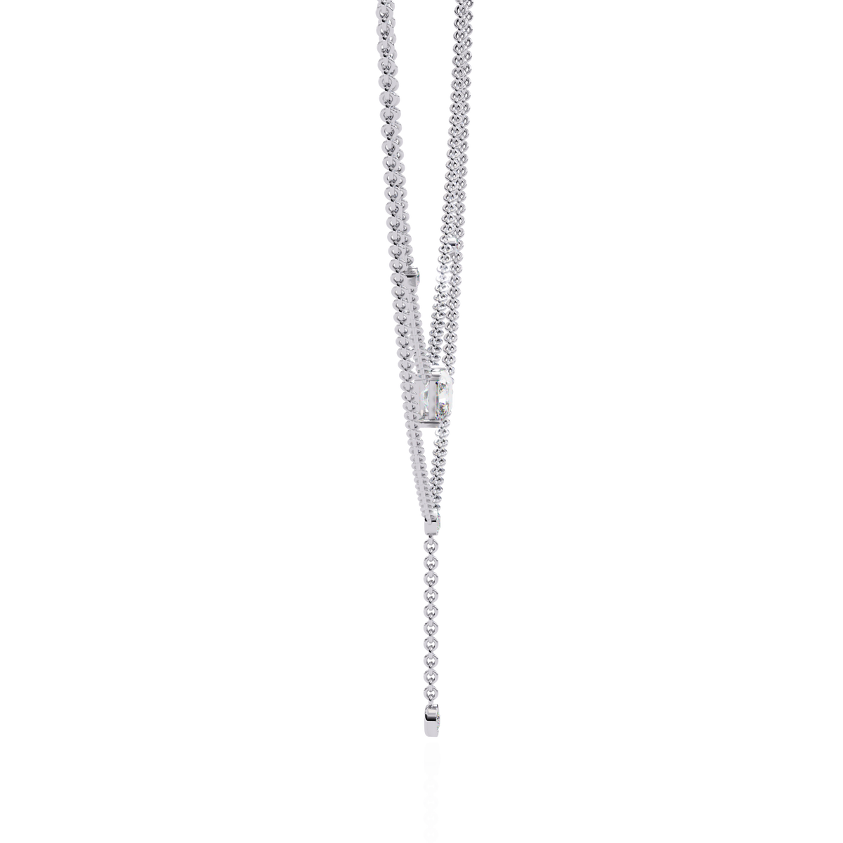 Double Layer East West Radiant Lab Grown Diamond Y Drop Necklace - View 6