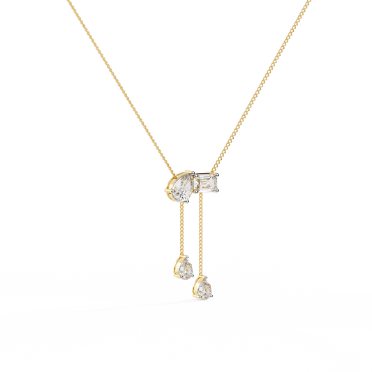Toi Et Moi Teardrop Moissanite Diamond Necklace - View 2