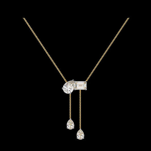 Toi Et Moi Teardrop Moissanite Diamond Necklace