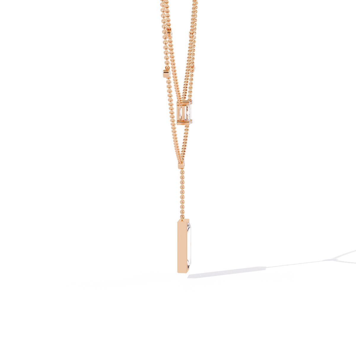Layered Emerald Cut Lab Grown Pendant Y Necklace - View 4