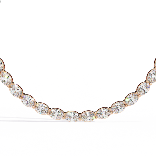 East West Oval Cut Moissanite Diamond Tennis Necklace - View 2