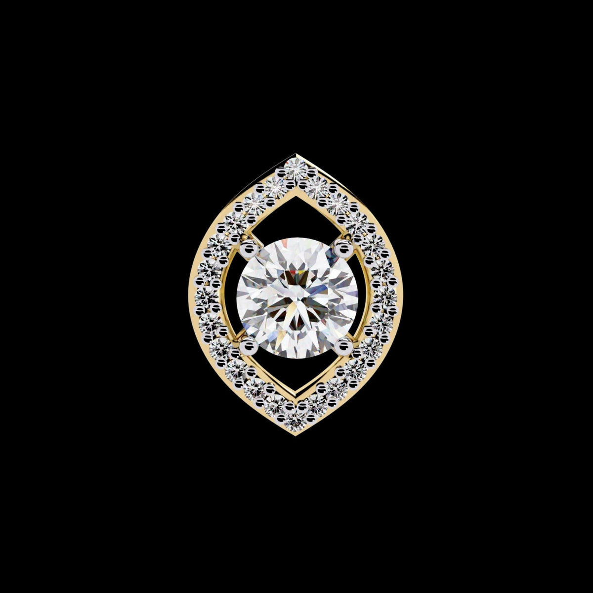 Symmetrical Eye Shape Layering Pendant with Round Lab Grown Diamond