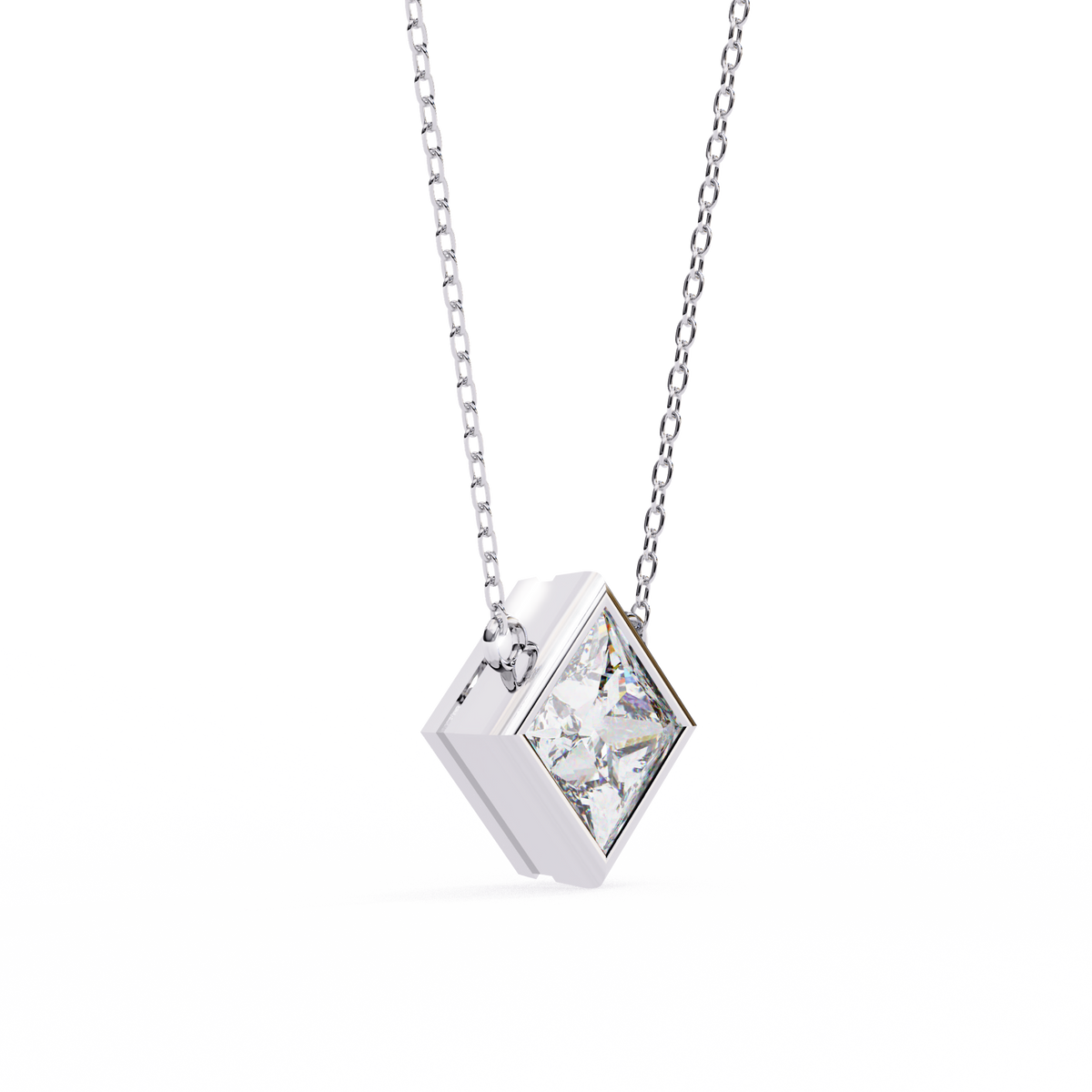 Kite Set Princess Lab Grown Diamond Pendant with Full Bezel Setting - View 7