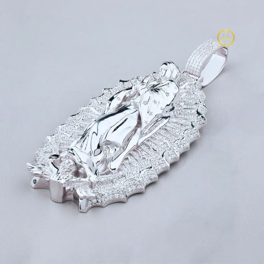 Luxury Custom Lady of Guadalupe Pendant with Moissanite Diamonds by Ivevar