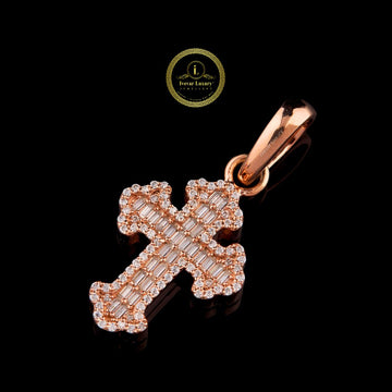 Rose Gold Cross Pendant VVS Moissanite Iced Out Jewelry Gift