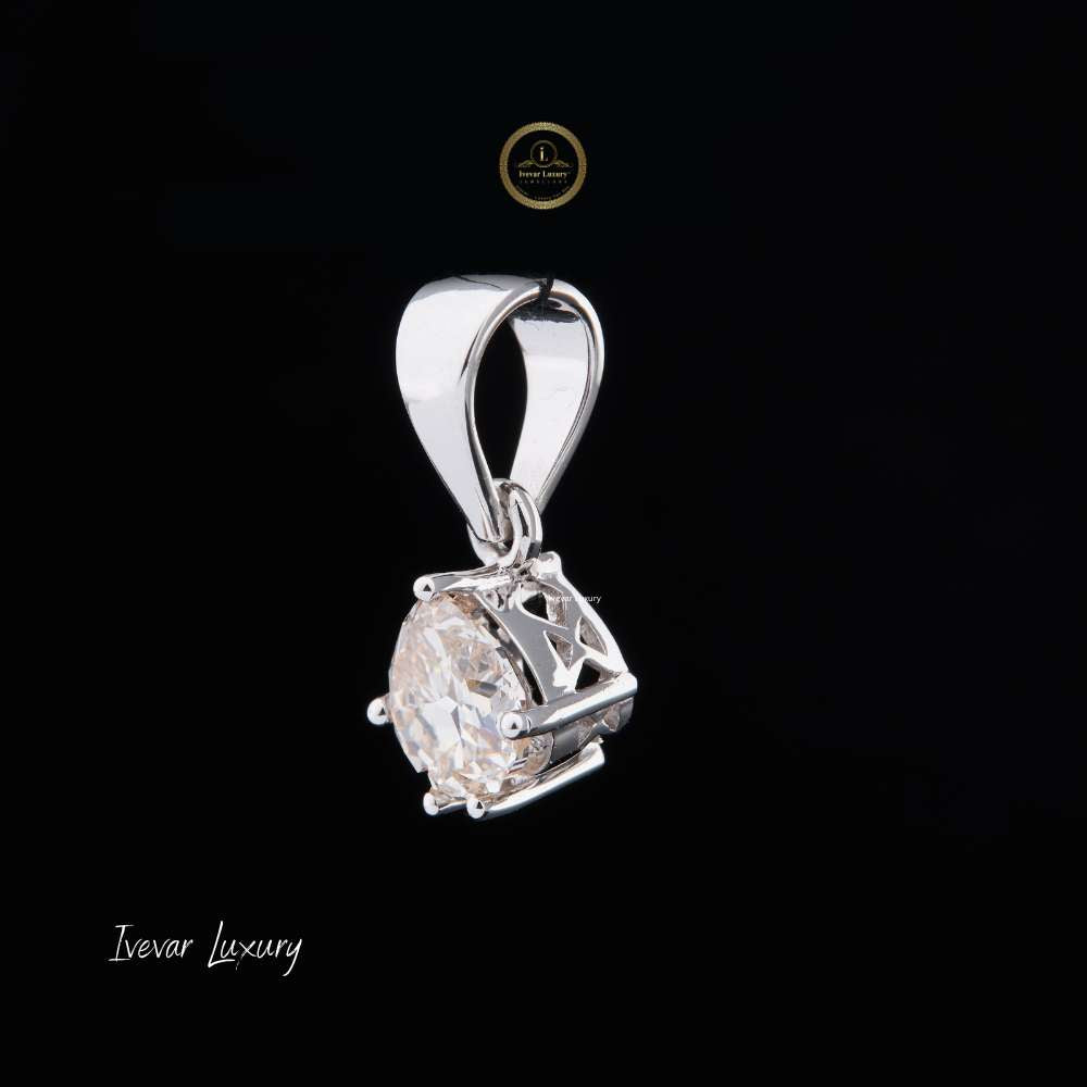 Antique Cut Lab Grown Diamond Pendant with Tapered Bail Chain - View 4