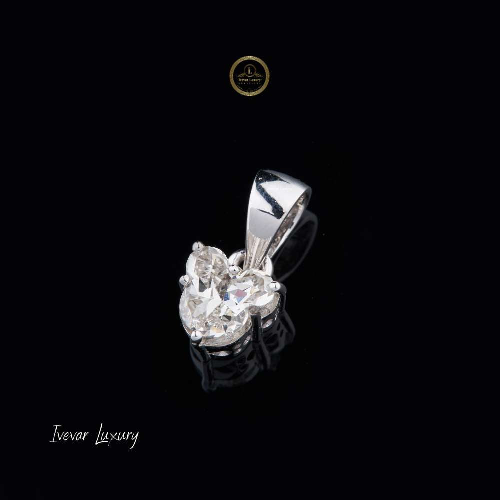 Antique Geometric Cut Moissanite Diamond Solitaire Pendant Fine Box Chain - View 3