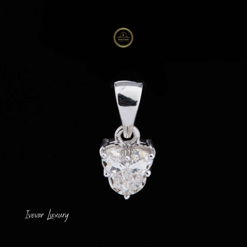 Antique Geometric Cut Moissanite Diamond Solitaire Pendant Fine Box Chain - View 4