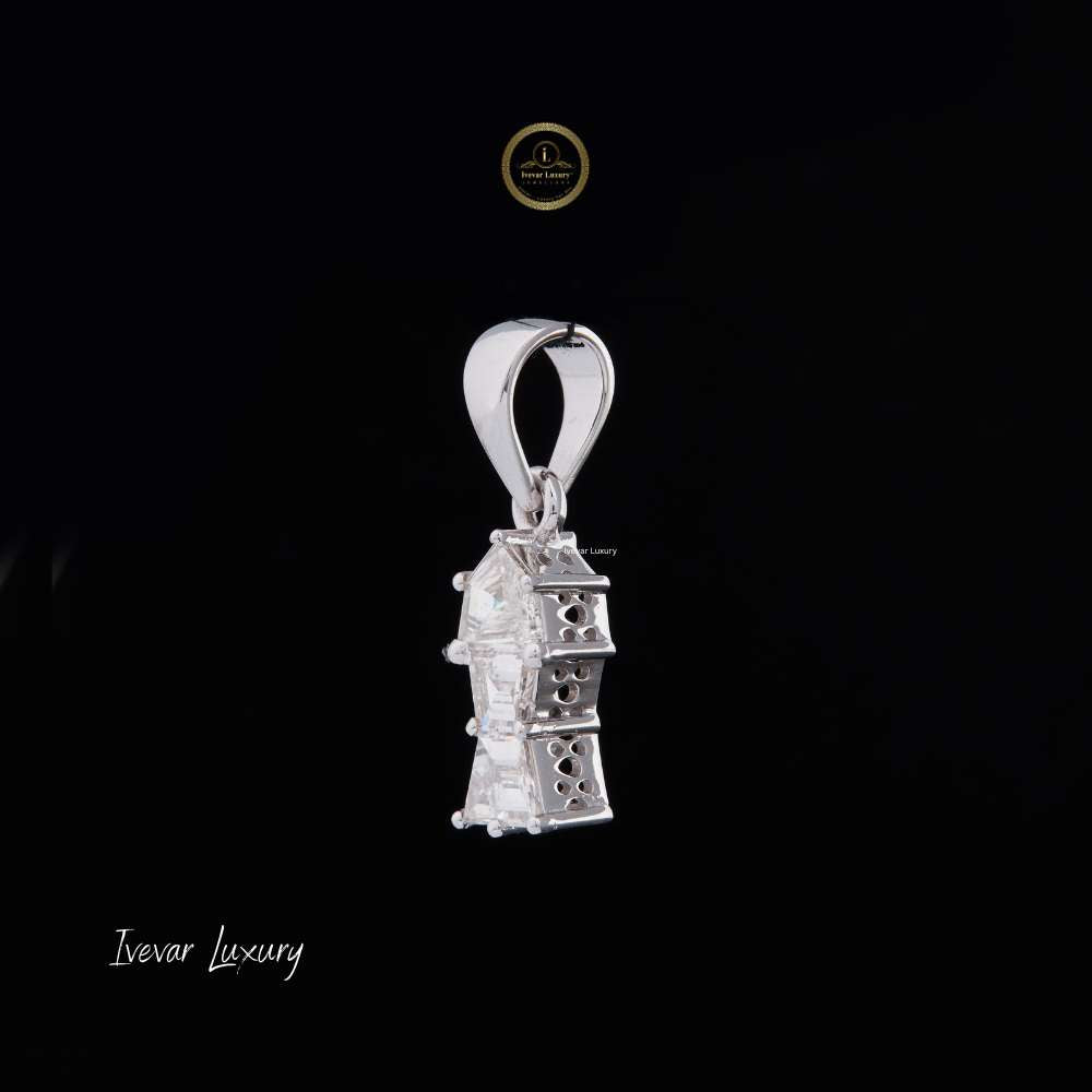 Unique Antique Cut Lab Grown Diamond Drop Pendant With Tapered Bail - View 3