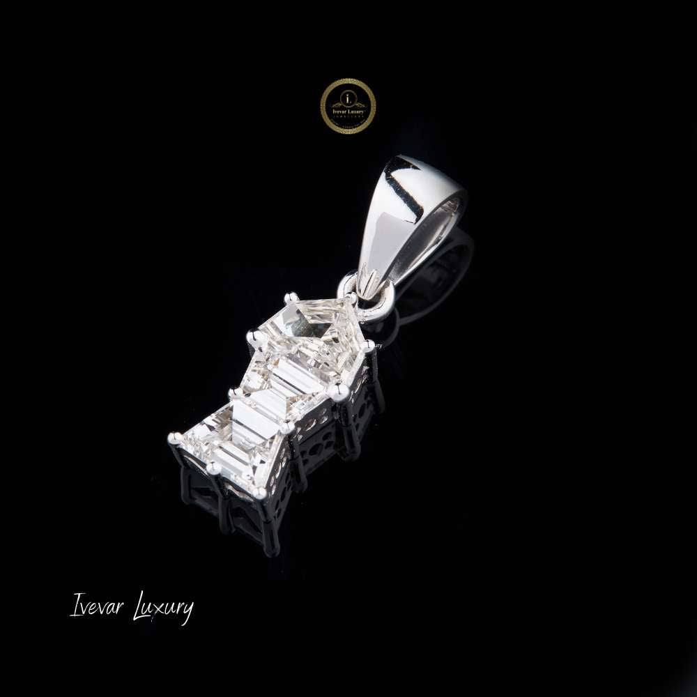 Unique Antique Cut Lab Grown Diamond Drop Pendant With Tapered Bail - View 2