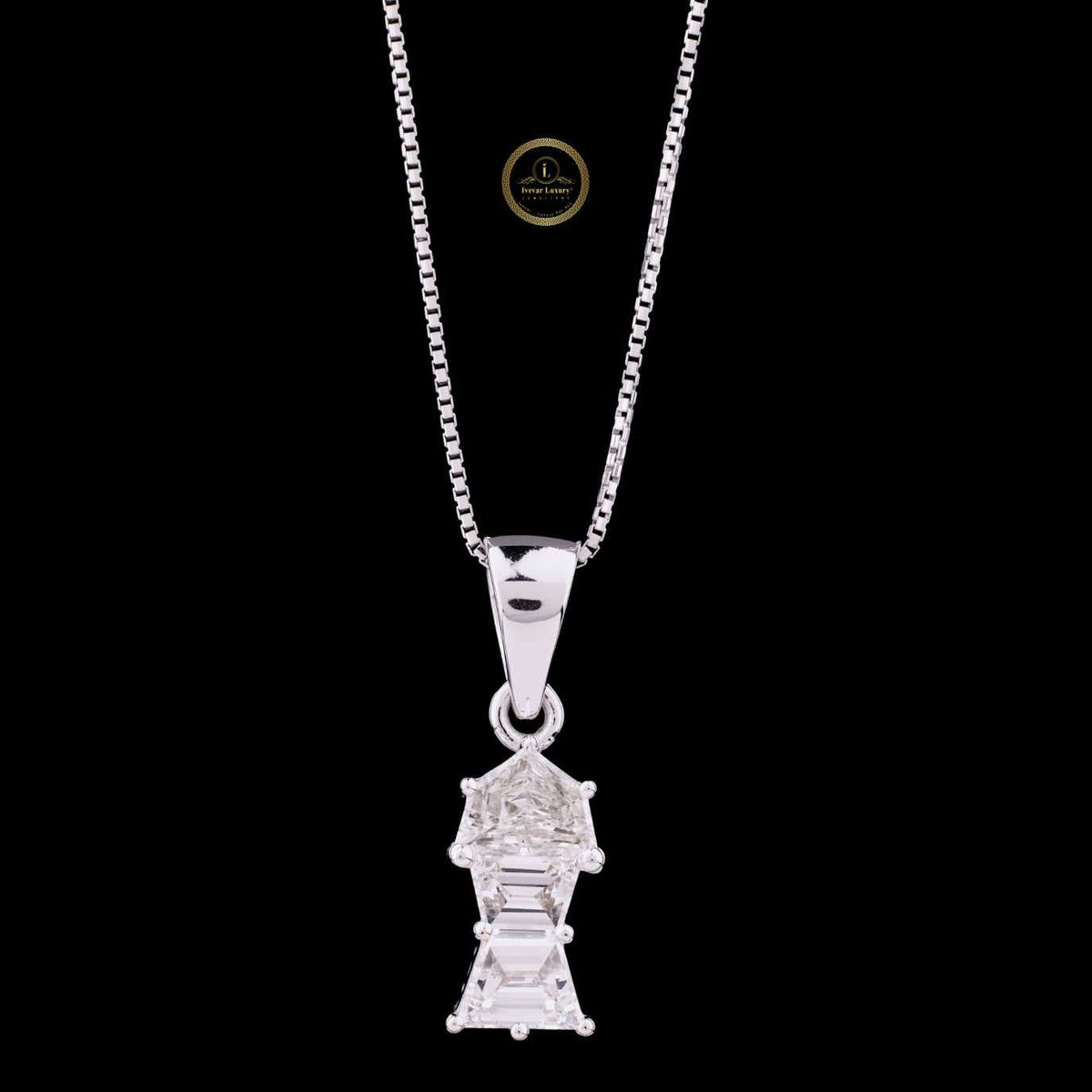 Unique Antique Cut Lab Grown Diamond Drop Pendant With Tapered Bail