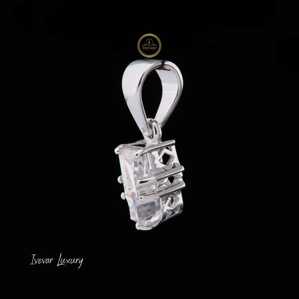 Antique Custom Cut Lab Grown Diamond Pendant With Tapered Bail Box Chain - View 2